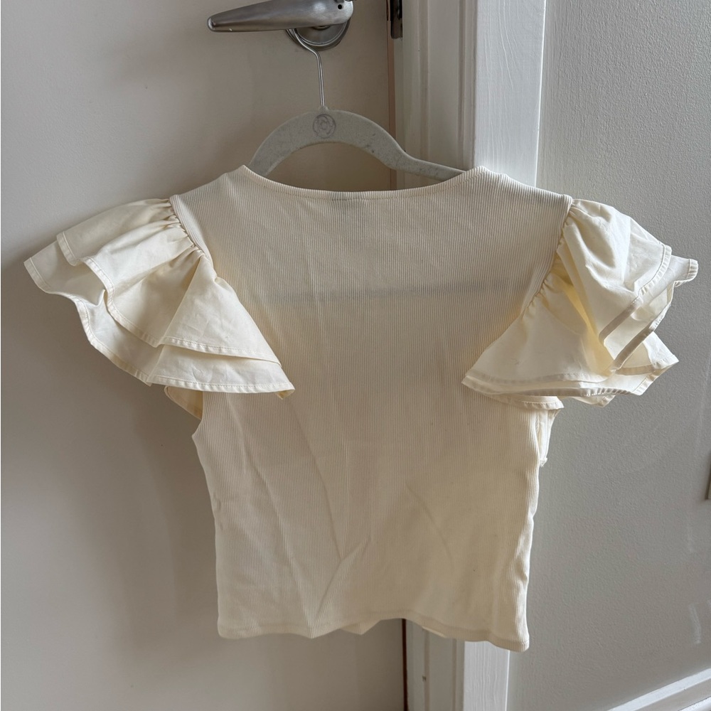 Cream Ruffle Sleeve Top - Picture 3 of 3